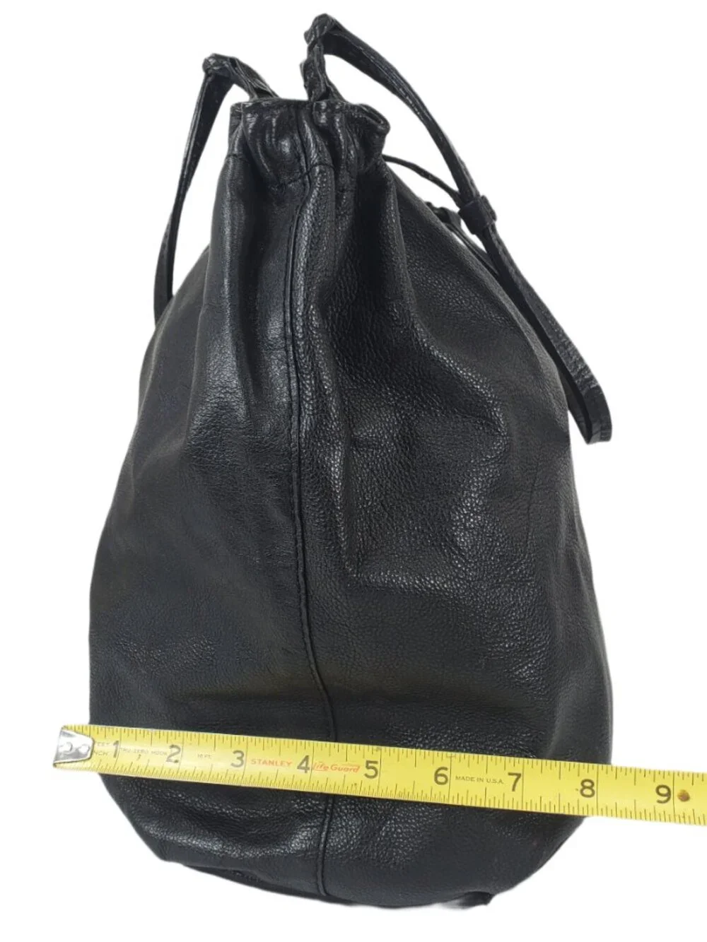 Black Pebbled Leather Large Slouchy Ruched Hobo Shoulder Bag Purse Tote 2009